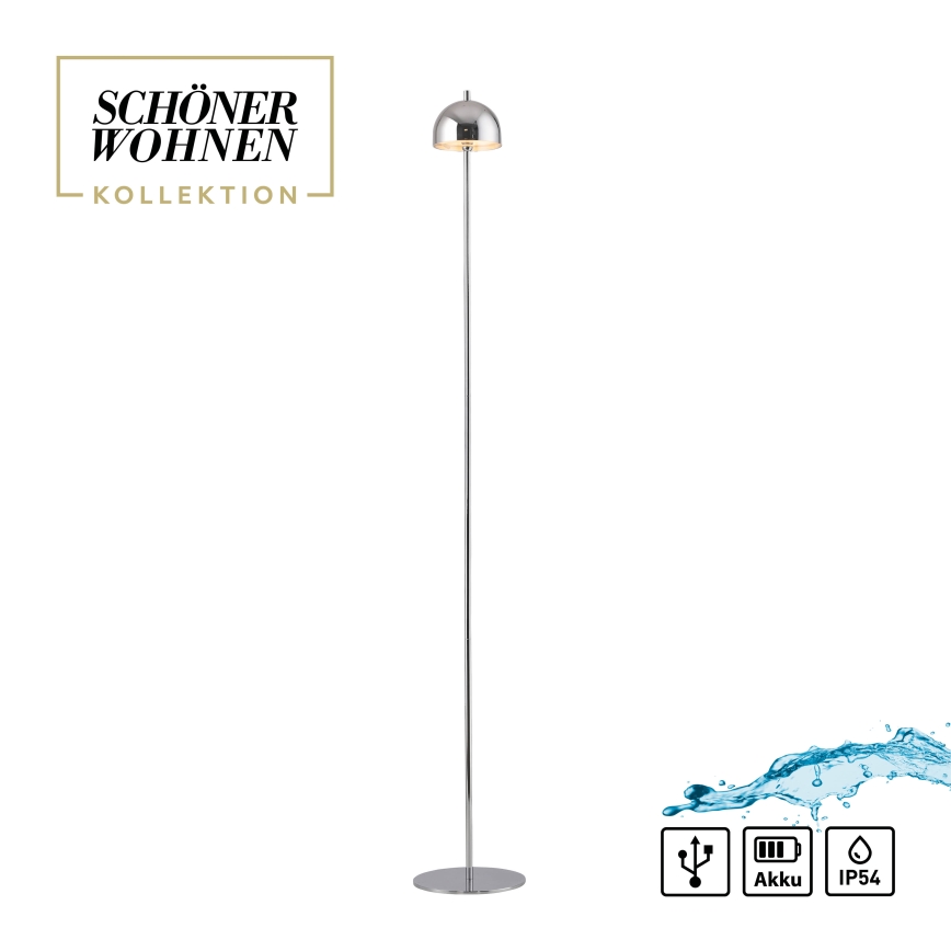 Schöner Wohnen 19245-17 - LED zatemnjevalna, na dotik upravljana polnilna zunanja stoječa svetilka BELLIS LED/2,5W/5V 2600 mAh IP54 sijajni krom