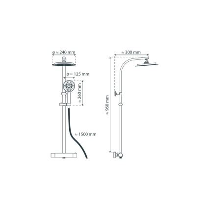 Schütte 60046 - Pršna garnitura z termostatsko baterijo MADURA FRESH, sijajni krom