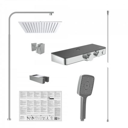 Schütte 60531 - Tuš komplet s termostatsko baterijo OCEAN, sijajni krom/antracit