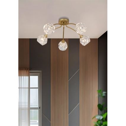 Searchlight - Pritrjena stropna svetilka ASTRAL 5xG9/33W/230V, zlata