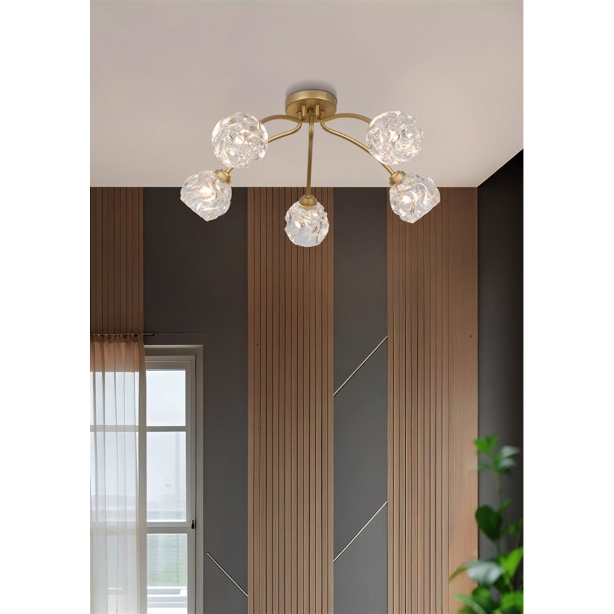 Searchlight - Pritrjena stropna svetilka ASTRAL 5xG9/33W/230V, zlata