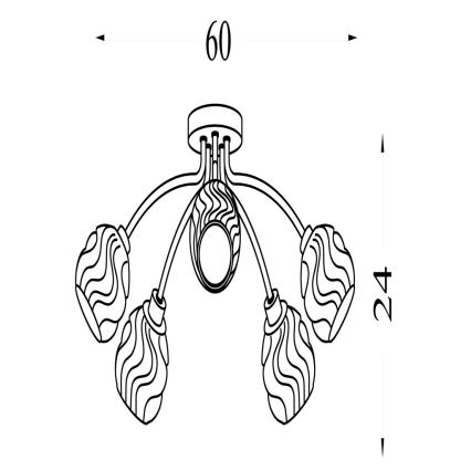 Searchlight - Pritrjena stropna svetilka ASTRAL 5xG9/33W/230V, zlata