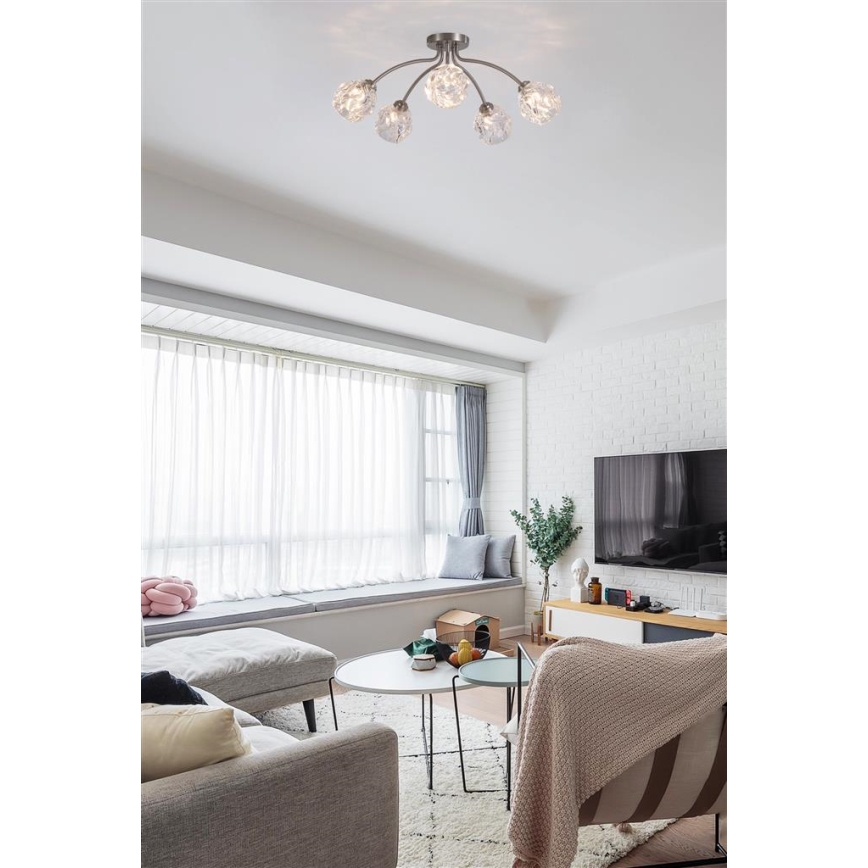 Searchlight - Pritrdljiv stropni lestenec ASTRAL 5xG9/33W/230V matni krom