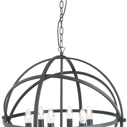 Searchlight - Lestenec na verigi ORBIT 6xE14/60W/230V v črni barvi
