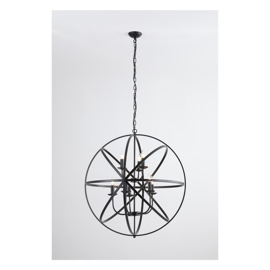 Searchlight - Lestenec na verigi ORBIT 8xE14/60W/230V črn