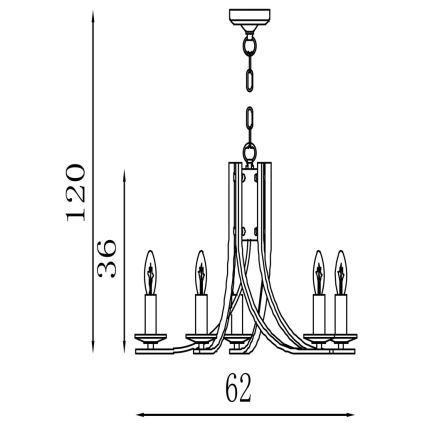 Searchlight - Lestenec na verigi ASCONA 5xE14/60W/230V