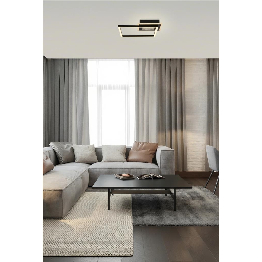 Searchlight - LED zatemnjiva stropna svetilka QUADRATE LED/24W/230V 36x36 cm črna