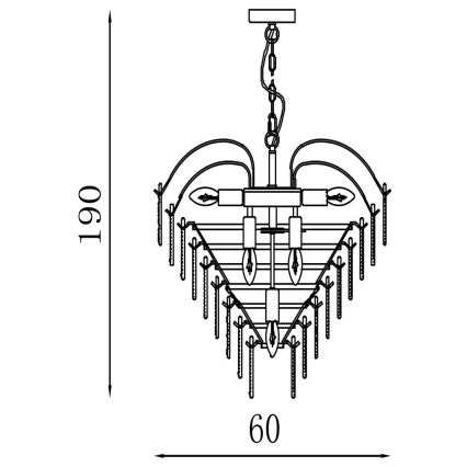 Searchlight - Lestenec na verigi FEATHER 10xE14/60W/230V