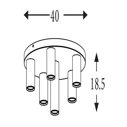 Searchlight - Stropna svetilka TUBES 6xGU10/10W/230V premer 40 cm