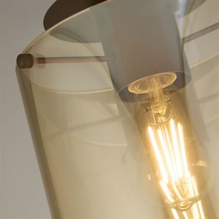 Searchlight - Stropna svetilka SWEDEN 1xE27/60W/230V premer 22 cm rjava/dimasta