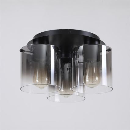 Searchlight - Stropna svetilka SWEDEN 3xE27/60W/230V premer 39 cm črna/dimljena