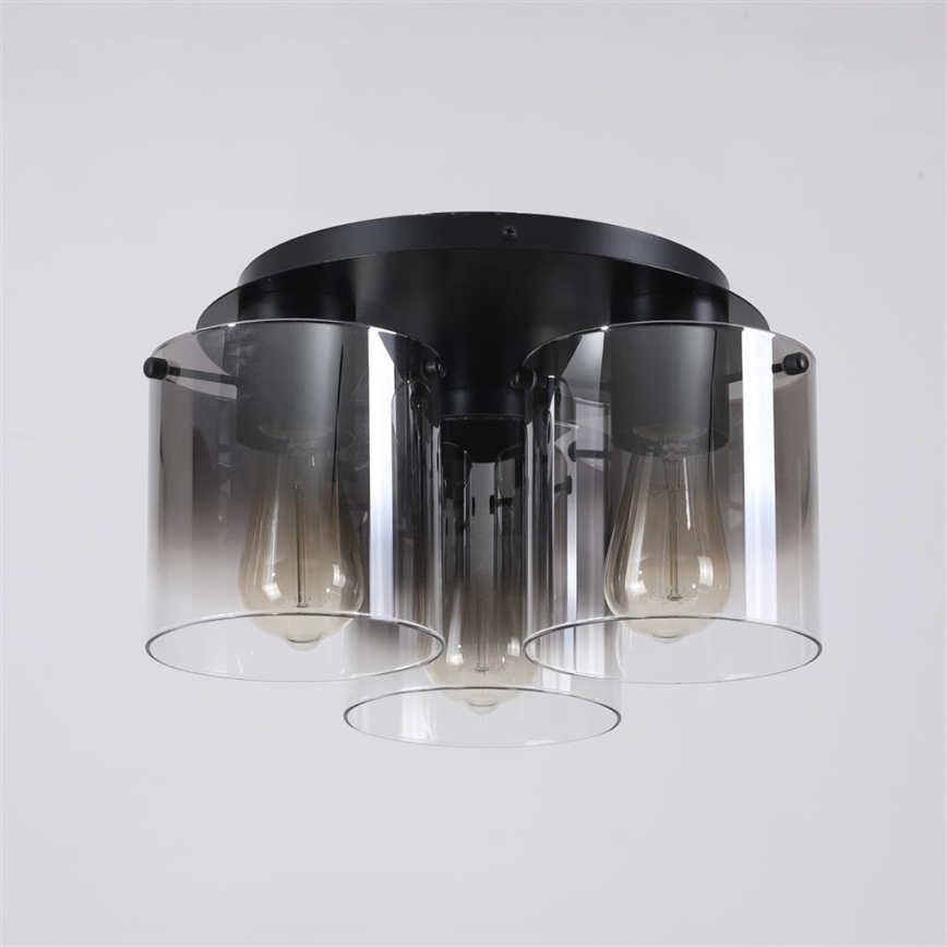 Searchlight - Stropna svetilka SWEDEN 3xE27/60W/230V premer 39 cm črna/dimljena