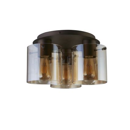 Searchlight - Stropno svetilo SWEDEN 3xE27/60W/230V Ø 39 cm rjava/dimna