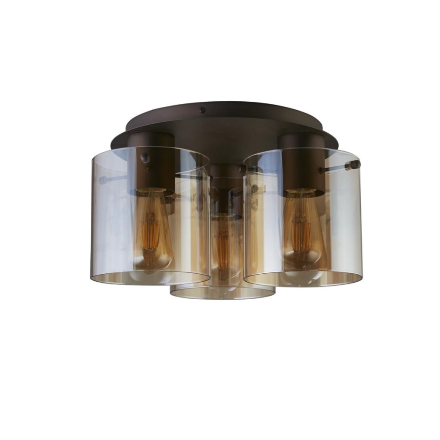 Searchlight - Stropno svetilo SWEDEN 3xE27/60W/230V Ø 39 cm rjava/dimna