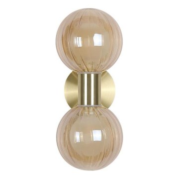 Searchlight - Stensko svetilo LUMINSPHERE 2xG9/7W/230V medenina