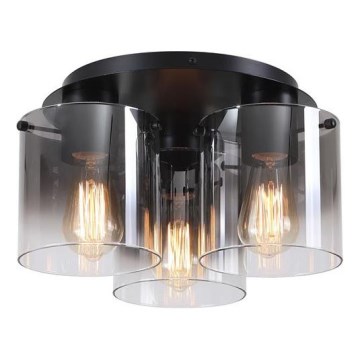 Searchlight - Stropna svetilka SWEDEN 3xE27/60W/230V premer 39 cm črna/dimljena