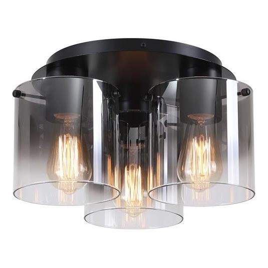 Searchlight - Stropna svetilka SWEDEN 3xE27/60W/230V premer 39 cm črna/dimljena