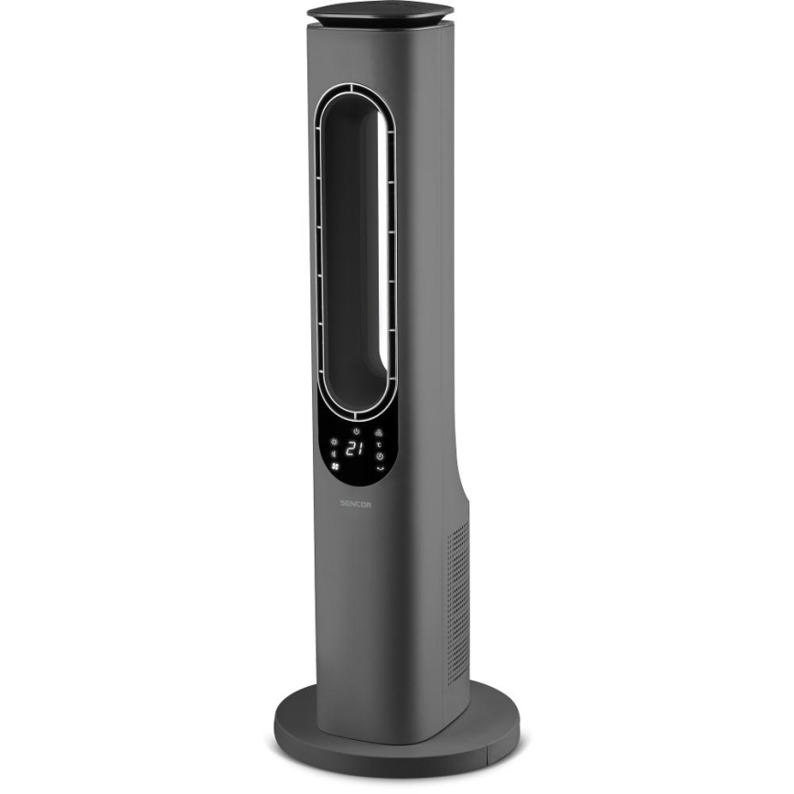Sencor - Stolpni brezlopatični keramični ventilator 1200/2000W/230V antracit + daljinski upravljalnik