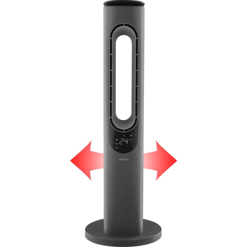 Sencor - Stolpni brezlopatični keramični ventilator 1200/2000W/230V antracit + daljinski upravljalnik