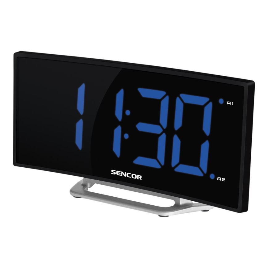 Sencor - Budilka z LCD zaslonom in termometrom 1,5W/1xCR2032/5V črna