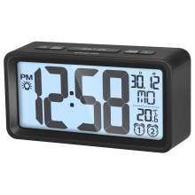 Sencor - Budilka z LCD zaslonom s termometra 2xAAA črna
