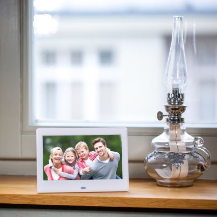 Sencor - Digitalni foto okvir 7 z zvočnikom 230V bel + daljinski upravljalnik