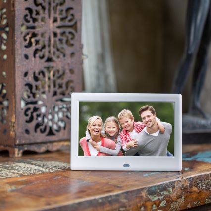 Sencor - Digitalni foto okvir 7 z zvočnikom 230V bel + daljinski upravljalnik