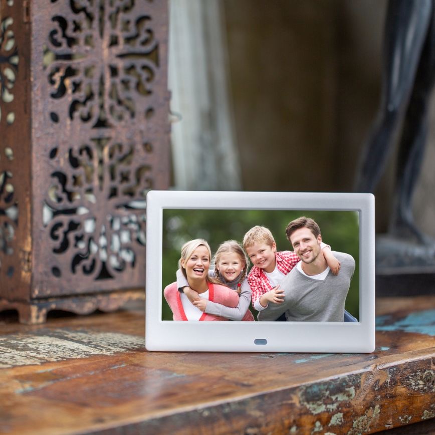 Sencor - Digitalni foto okvir 7 z zvočnikom 230V bel + daljinski upravljalnik