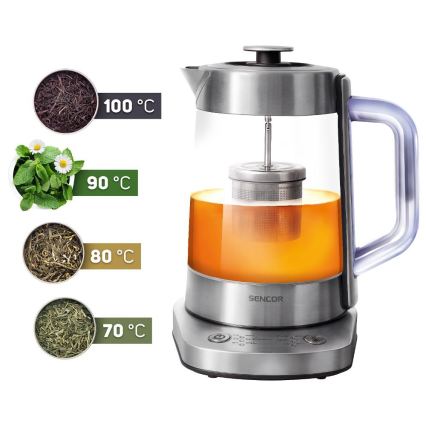 Sencor - električni čajnik z nastavitvijo temperature, 1,5 l, 1500 W/230 V, iz nerjavečega jekla