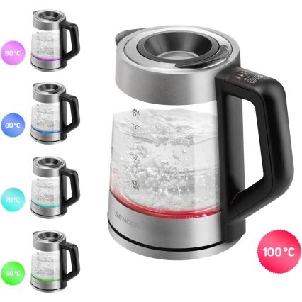 Sencor - Električni kuhalnik vode s termoregulacijo 1,7 l 2200W/230V mat krom/črna