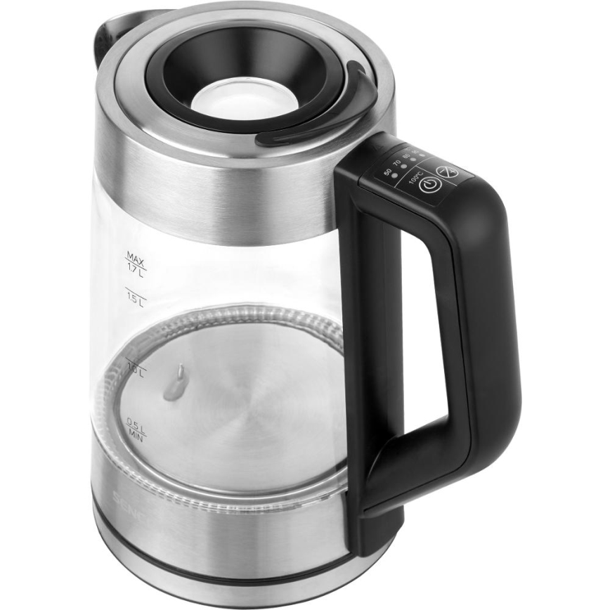 Sencor - Električni kuhalnik vode s termoregulacijo 1,7 l 2200W/230V mat krom/črna