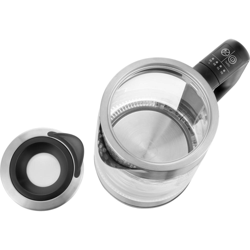 Sencor - Električni kuhalnik vode s termoregulacijo 1,7 l 2200W/230V mat krom/črna