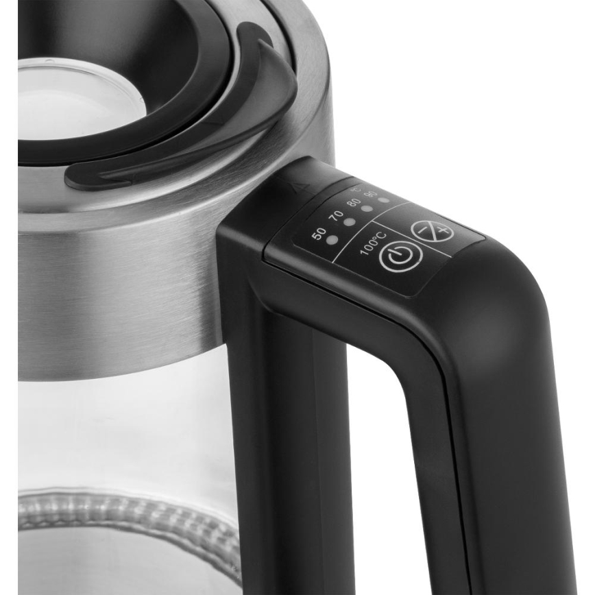 Sencor - Električni kuhalnik vode s termoregulacijo 1,7 l 2200W/230V mat krom/črna