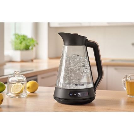 Sencor - Električni kuhalnik vode z nastavljivo regulacijo temperature 1,5 l 2150W/230V črn/rose gold