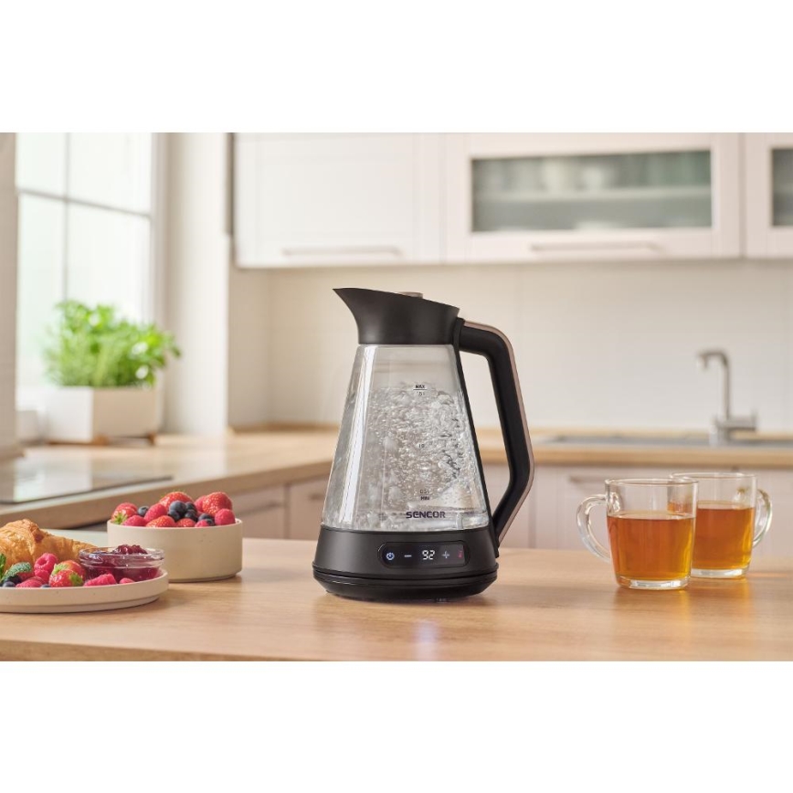 Sencor - Električni kuhalnik vode z nastavljivo regulacijo temperature 1,5 l 2150W/230V črn/rose gold