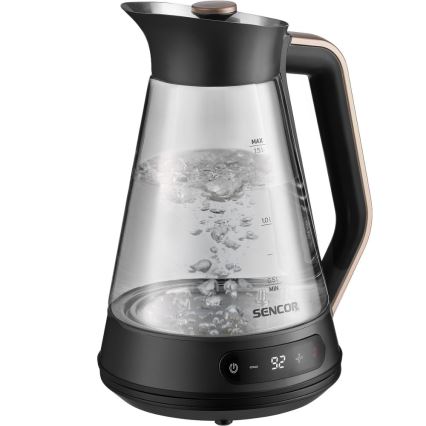 Sencor - Električni kuhalnik vode z nastavljivo regulacijo temperature 1,5 l 2150W/230V črn/rose gold