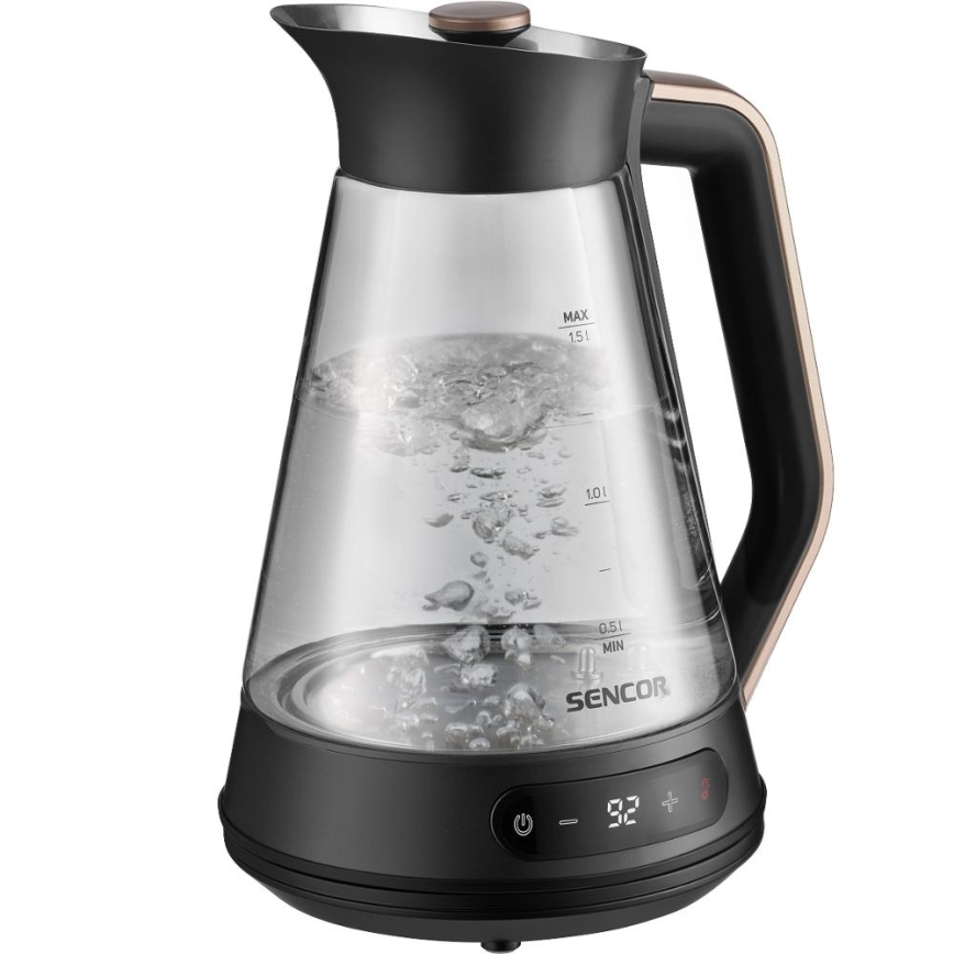 Sencor - Električni kuhalnik vode z nastavljivo regulacijo temperature 1,5 l 2150W/230V črn/rose gold