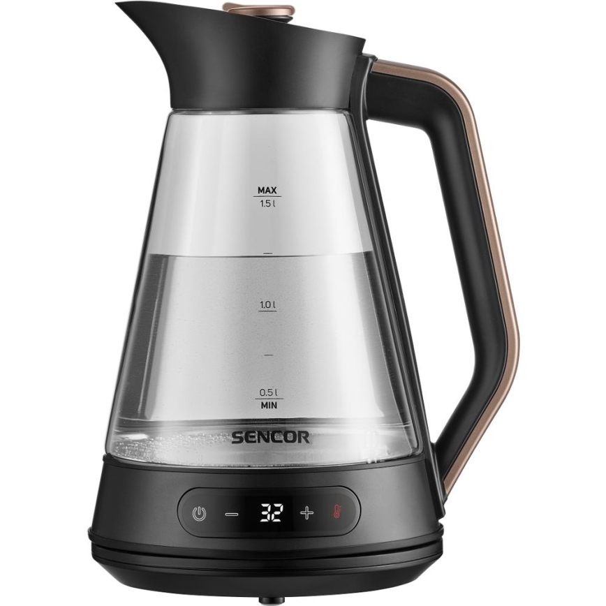 Sencor - Električni kuhalnik vode z nastavljivo regulacijo temperature 1,5 l 2150W/230V črn/rose gold