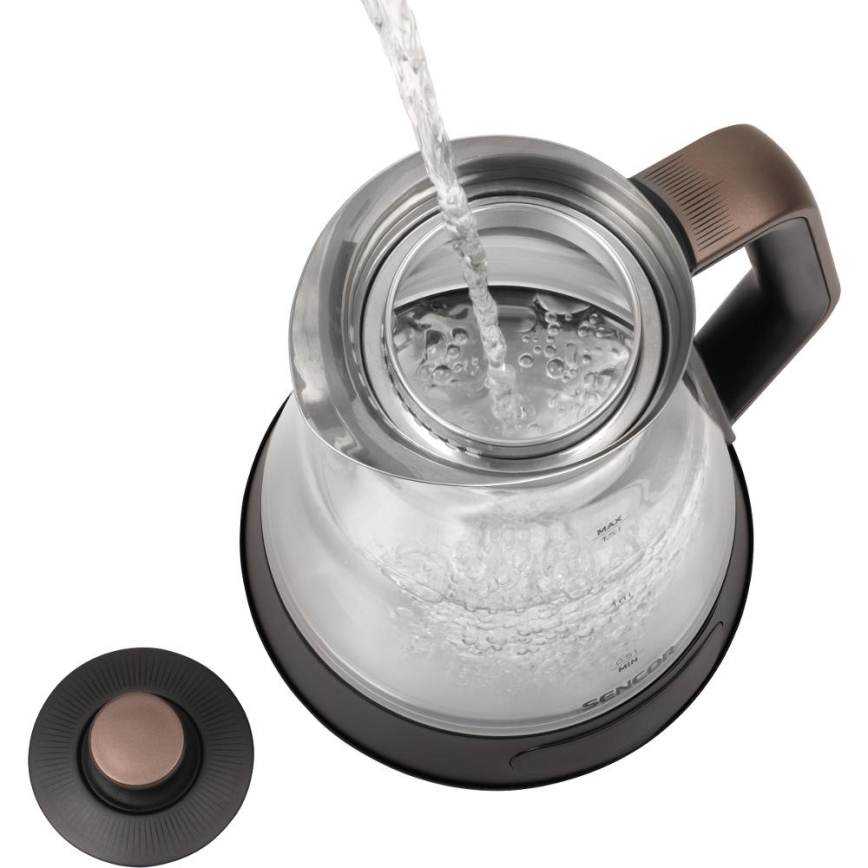 Sencor - Električni kuhalnik vode z nastavljivo regulacijo temperature 1,5 l 2150W/230V črn/rose gold