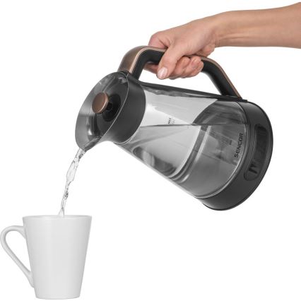 Sencor - Električni kuhalnik vode z nastavljivo regulacijo temperature 1,5 l 2150W/230V črn/rose gold