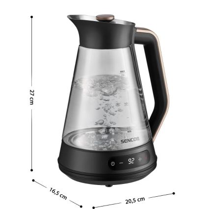 Sencor - Električni kuhalnik vode z nastavljivo regulacijo temperature 1,5 l 2150W/230V črn/rose gold