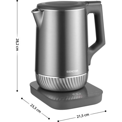 Sencor - Električni kuhalnik z regulacijo temperature 1,7 l 1800W/230V nerjaveče jeklo