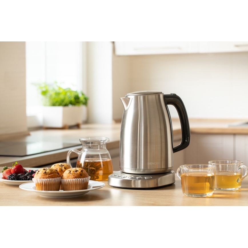 Sencor - Grelnik vode s termoregulacijo 1,7 l 2200W/230V nerjaveče jeklo