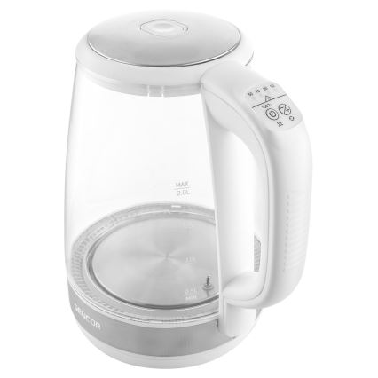 Sencor - Grelnik vode s termoregulacijo in LED osvetlitvijo 2 l 2200W/230V bel