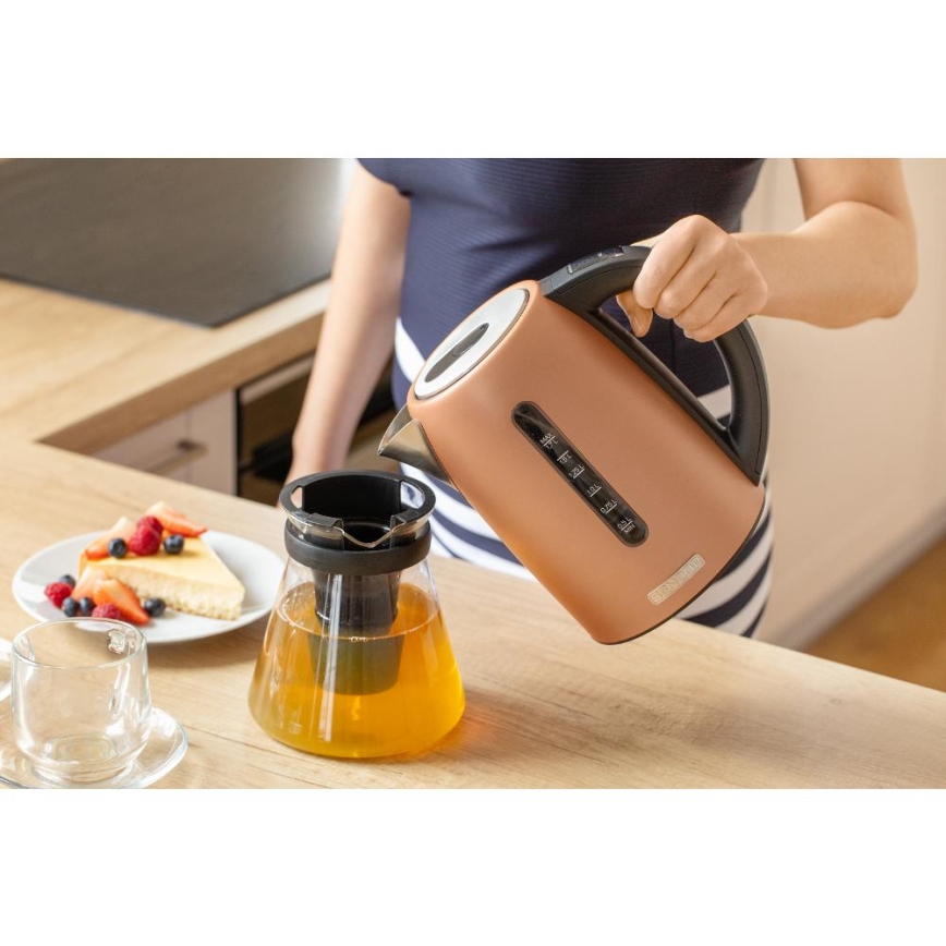 Sencor - Hiter električni čajnik s termoregulacijo 1,7 l 2150W/230V v bakreni barvi