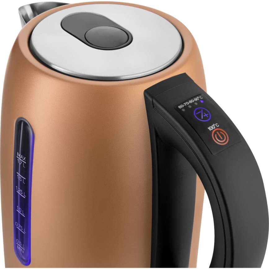 Sencor - Hiter električni čajnik s termoregulacijo 1,7 l 2150W/230V v bakreni barvi