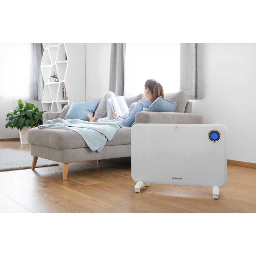 Sencor - Konvekcijski grelnik z LCD zaslonom in termostatom 750W/1500W/230V IP24