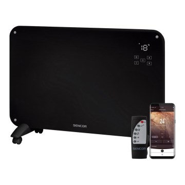 Sencor - Konvekcijski radiator z LCD zaslonom 750W/1500W/230V Wi-Fi Tuya IP24 črna + Daljinski upravljalnik
