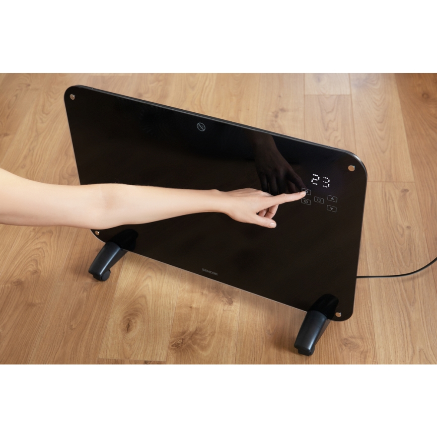 Sencor - Konvekcijski radiator z LCD zaslonom 750W/1500W/230V Wi-Fi Tuya IP24 črna + Daljinski upravljalnik