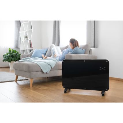 Sencor - Konvekcijski radiator z LCD zaslonom 750W/1500W/230V Wi-Fi Tuya IP24 črna + Daljinski upravljalnik